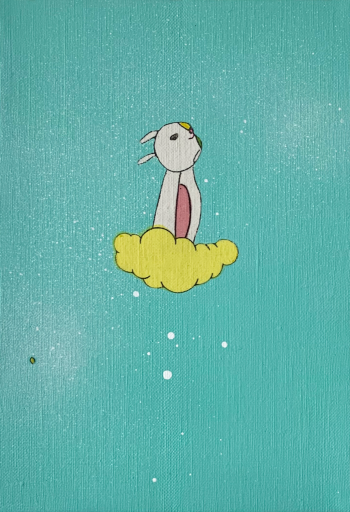 【大人気好評】『 美術太郎 BIJUTSU Taro『はじめての雪 (いぢわる兎) 』キャンバス アクリル画 金箔 8119 』絵画 インテリア アートパネル その他