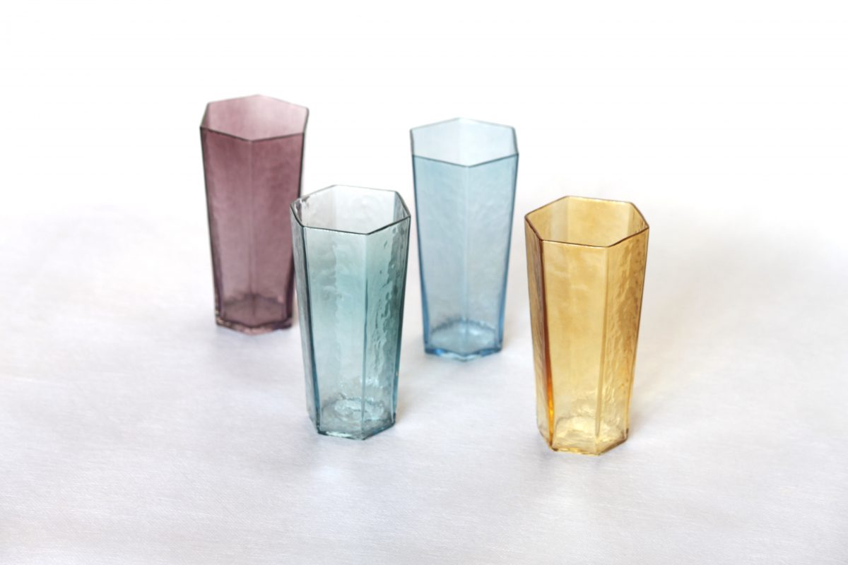 西山芳浩 角ぐい呑みと角片口 / 西山芳浩 西山芳浩ガラス展 waves of