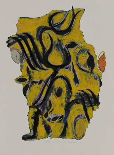 辰野登恵子「TWIN COLORS V」2001年 銅版画 シロタ画廊シール付き