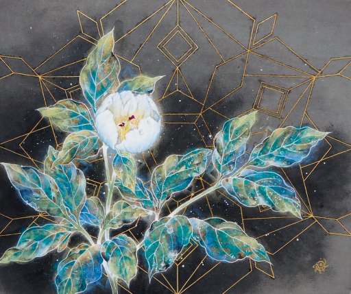 【真作】絵画　三輪晁勢　日本画　牡丹　気品ある花の美　上品な花の美しさ　X79 真作】絵画 三輪晁勢 日本画 牡丹 気品ある花の美 上品な花の美