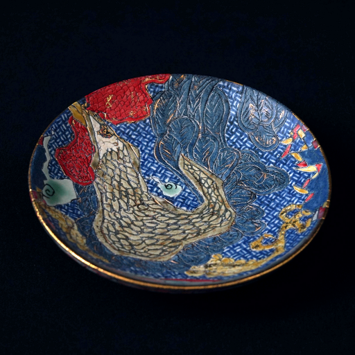 小孫哲太郎　三足刻文色絵ぐい呑 KOMAGO Tetsutarou 小孫哲太郎, No.22 Polychrome Yunomi with