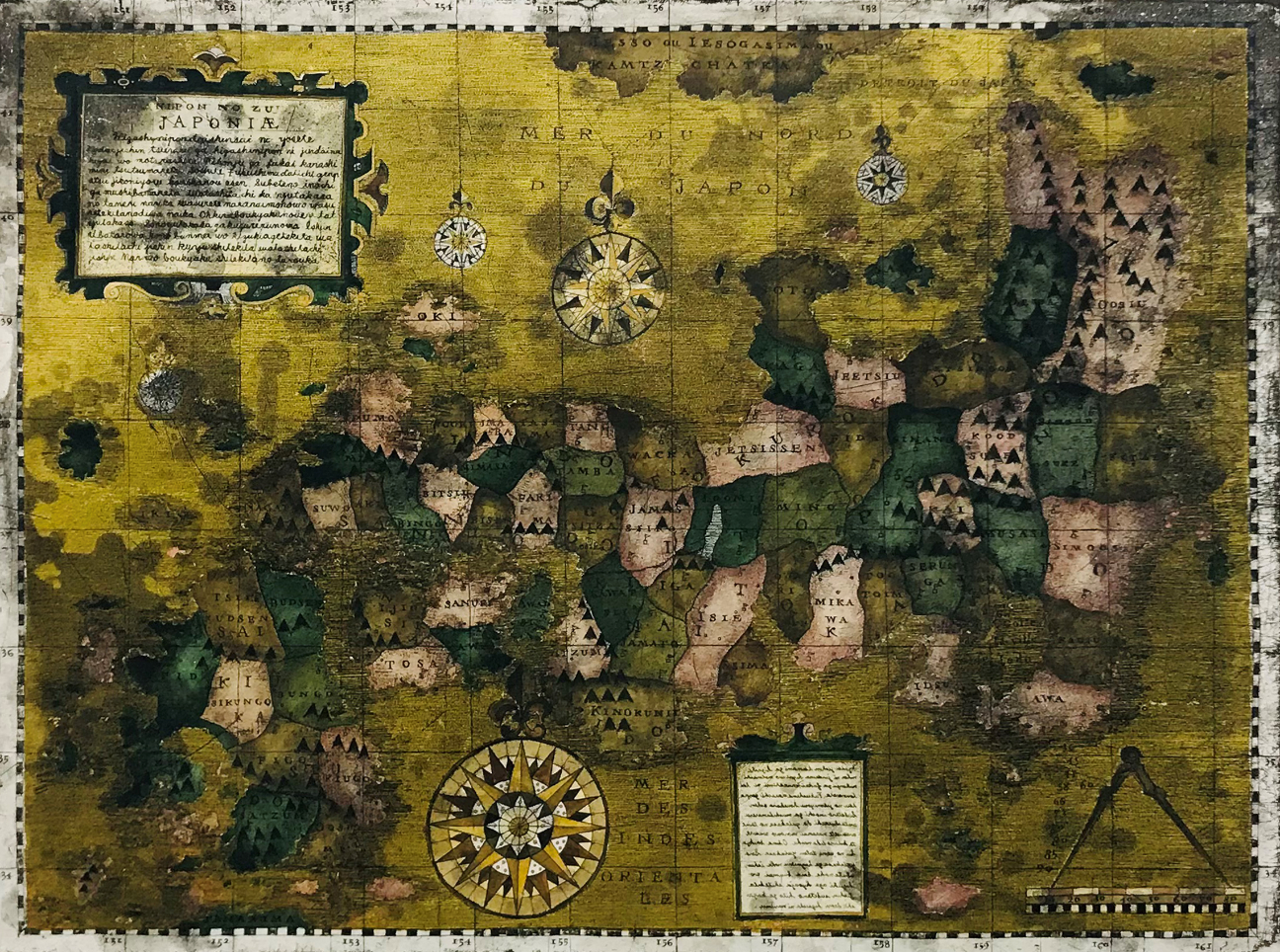 人気の 坪内好子 版画（金箔貼り）日本地図モチーフ 64X54 cm 版画 ...