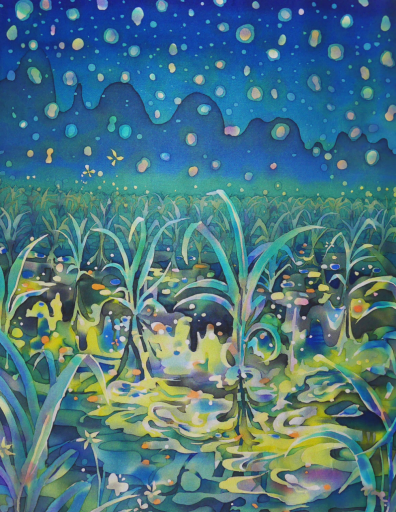 夜の田んぼ by 梅田綾香 | Art Scenes アートシーンズ | お気に入りの