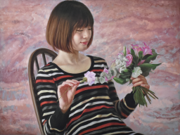 絵画　リアリズム　油彩画　女性　中島健太　「象が出る夢を見た」 絵画 リアリズム 油彩画 女性 中島健太 「象が出る夢を見た」