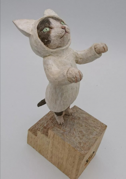 戸川五十生  木彫り猫 かわうそ画廊