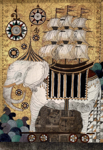 坪内好子 時間旅行-丸い煙- 銅版画 版画 絵画 現代画家 AP版 現代アート 時間旅行 -出航の時ｰ by 坪内好子 | Art Scenes | Find and