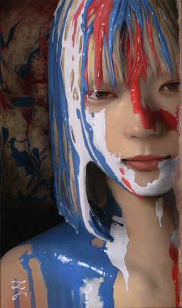 ★米村太一「視線」油彩ＳM号 真作保証　リアリズム期待の実力画家　猫画の最高傑作 米村太一 「視線」 動物画 油彩SM号 真作保証 リアリズム期待