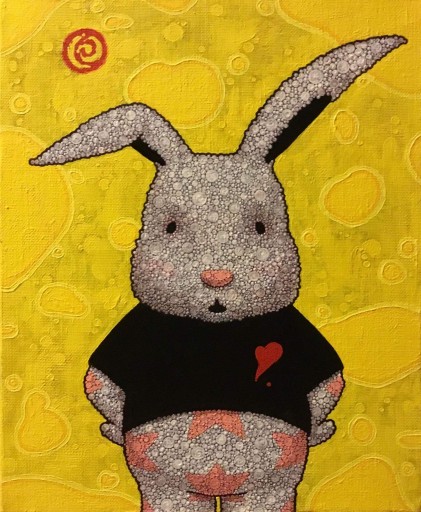 moon,sun and rabbit with black t-shirt by 高野 学 | Art Scenes