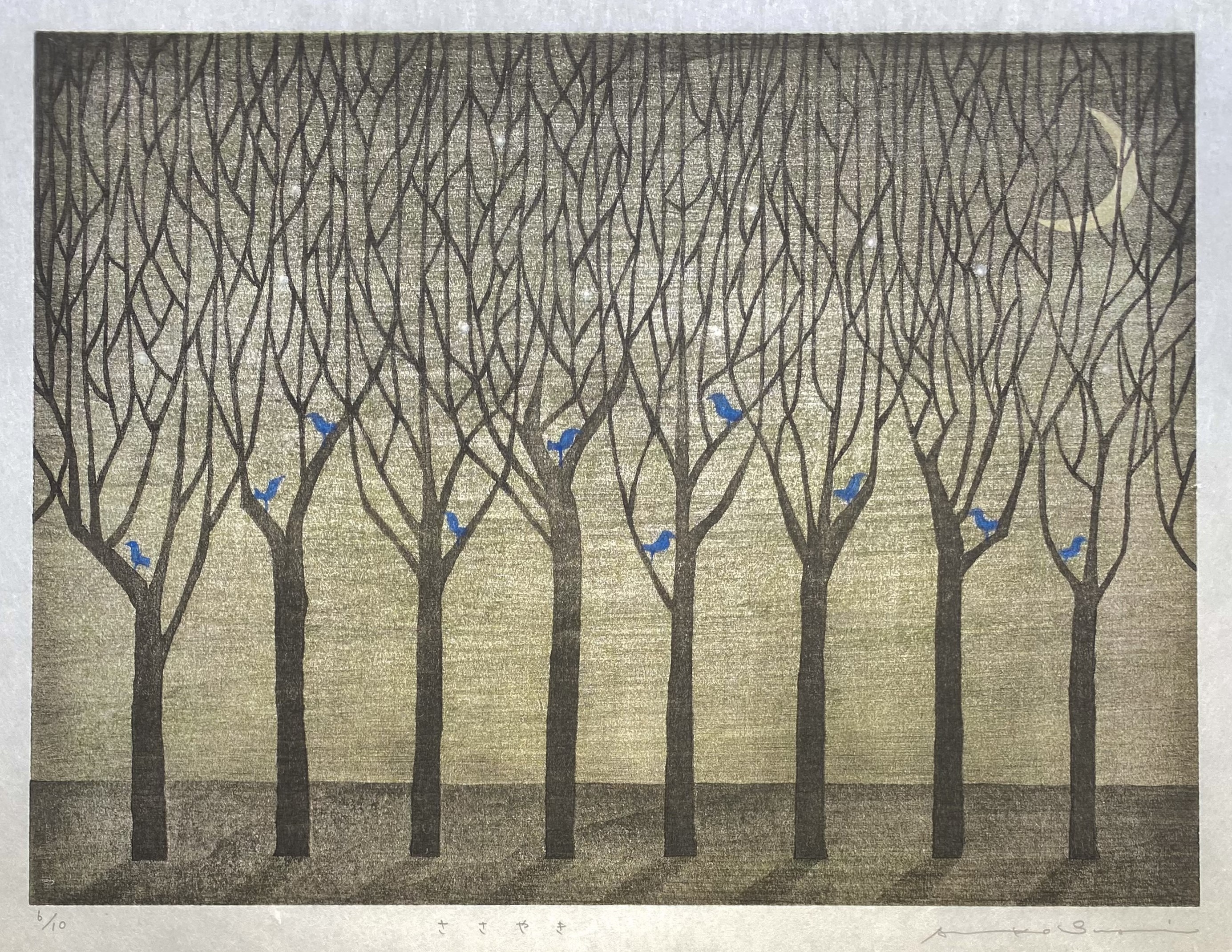 鈴木敦子　〖白い花〗版画 鈴木敦子の木版画による何層にも重ねられた色彩と、言葉が紡ぎだ