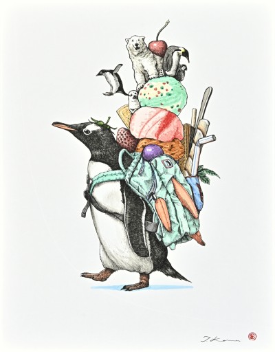 ペンギンの絵画 アートポスター | ペンギン ivory フレームセット – a good view