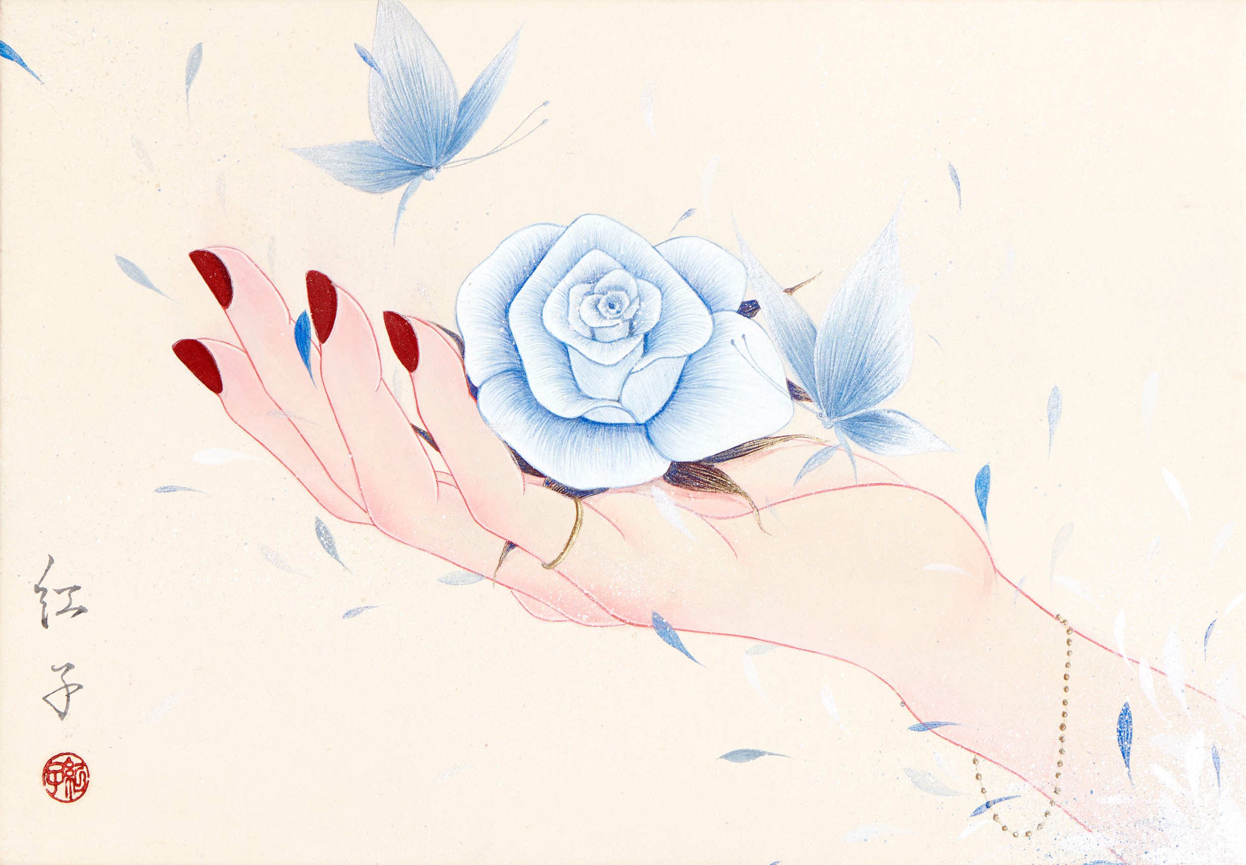 油絵「花のスケッチ」