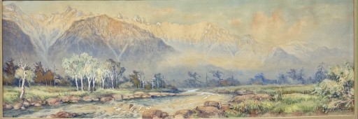 丸山晩霞　水彩画 約30cm x 40cm 木製フレーム 水彩の明星 | 長野県東御市 丸山晩霞記念館