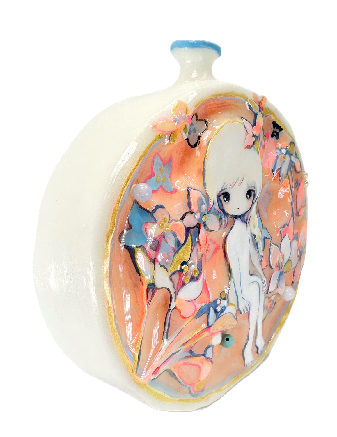 Kuki S. 花瓶と花の日本画 Kuki S. 花瓶と花の日本画 ガラス 一輪挿し icecubevase 耐熱