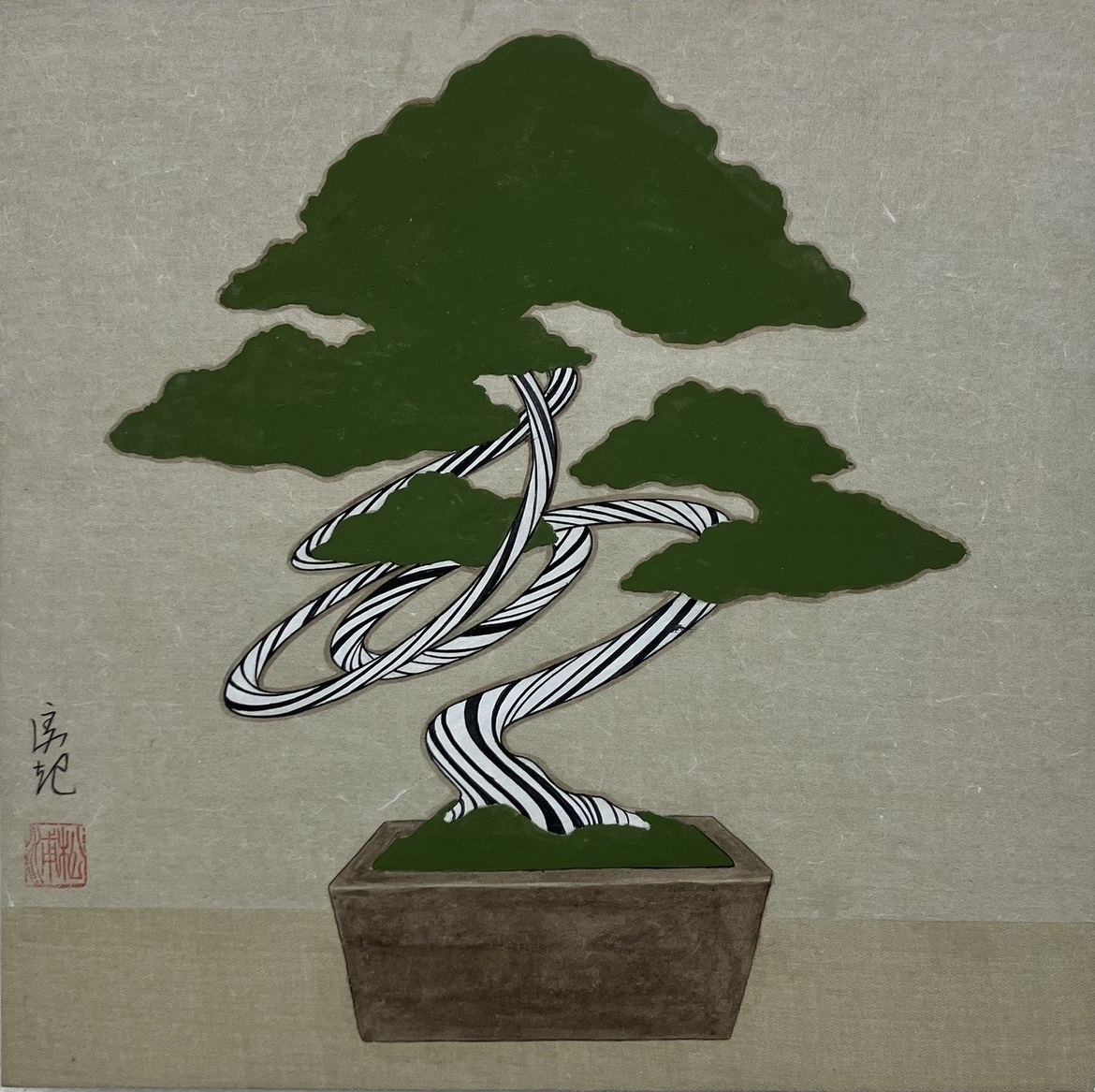 絵画 bonsai Genuine Quartz Bonsai Tree in Round Ceramic Pot (8.5” Tall