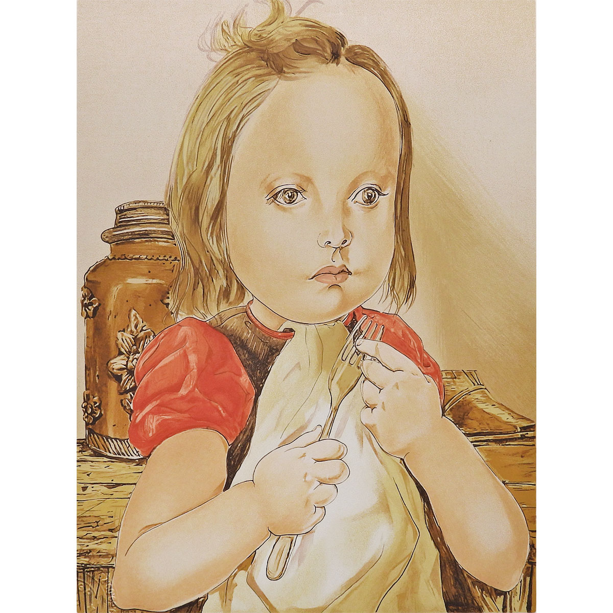 藤田　嗣治「フォークを持つ少女」 フォークを持つ少女 by レオナール・フジタ（藤田嗣治） | Art Scenes