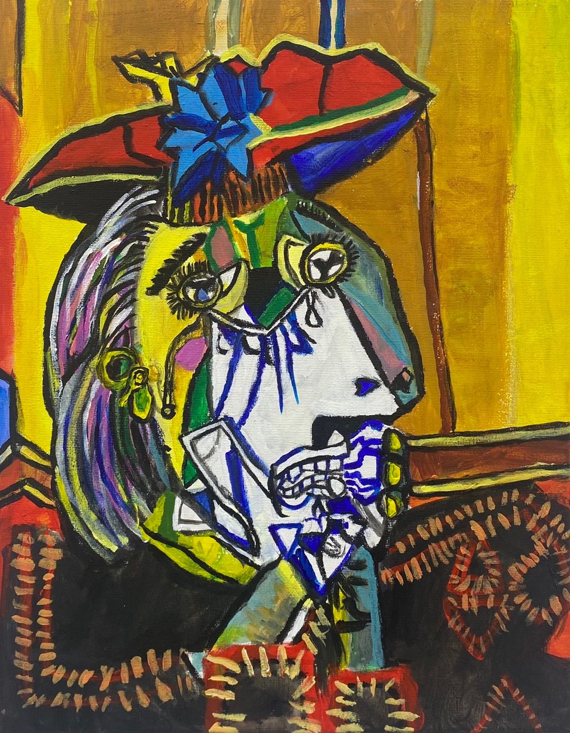 肉筆油絵☆F20号『泣く女』ピカソ/模写② 肉筆油絵☆F20号『泣く女』ピカソ/模写② f20 キャンバス