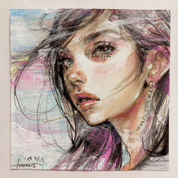 絵画　女性　女の人 ヴェスタル処女としての女性の肖像 - アンジェリカ