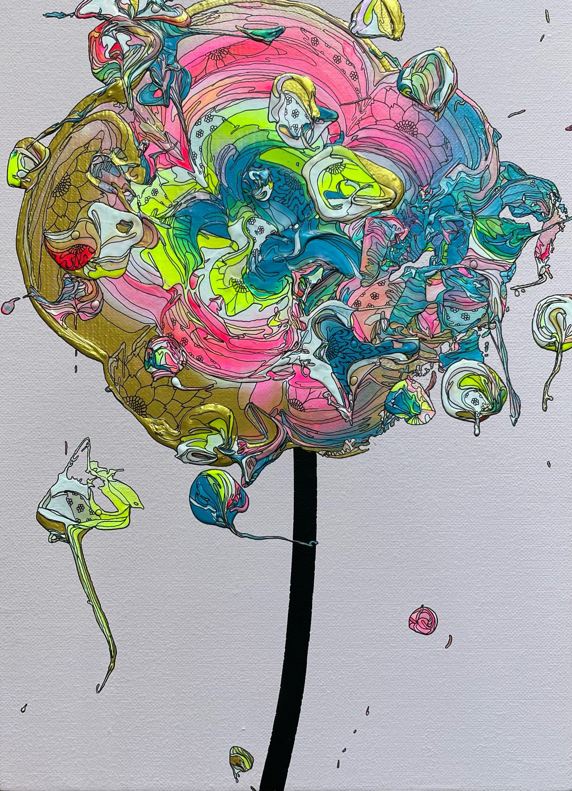 Abstract Single Flower 240124 (Pastel Pink x Pink) by 奥田 雄太