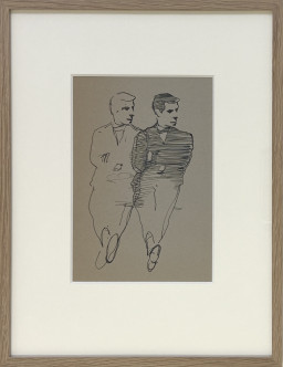 北川健次 代表作銅版画「回廊にて-Boy with a 」額付（真作） 北川 健次「回廊にて―Boy with a goose (版画集〈Element-回廊を逃れ