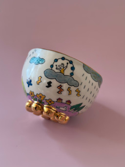 山下萌モエパリ陶磁器小物入れ ゴールドアクセント ポップデザイン現代美術 モエパリ | Art Scenes アートシーンズ | お気に入りのアートが探せる