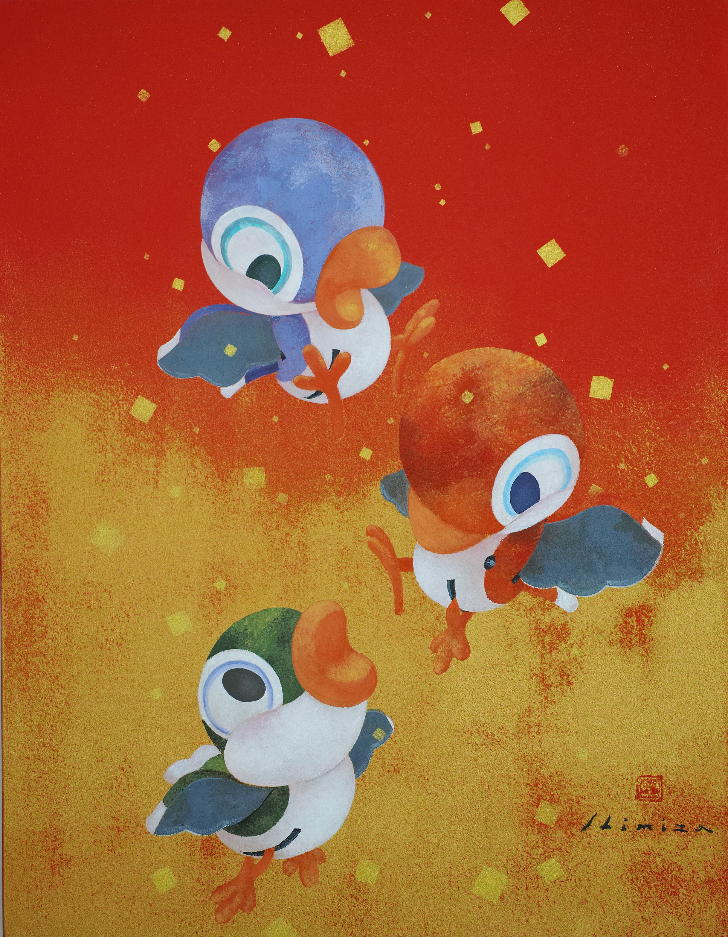 三羽舞利鳥飛翔図 by Kenji SHIMIZU | Art Scenes | Find and collect