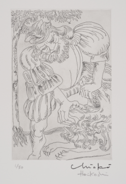 堀越千秋「ニース」1988年 カルトレにアクリル・オイルパステル 額装済