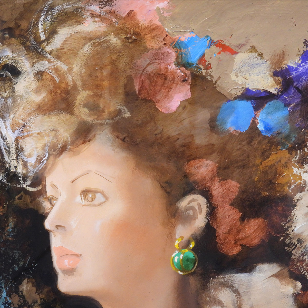 宮永岳彦 黎 油彩10号 人物画 共シール オリジナル額装 女性像 美人画