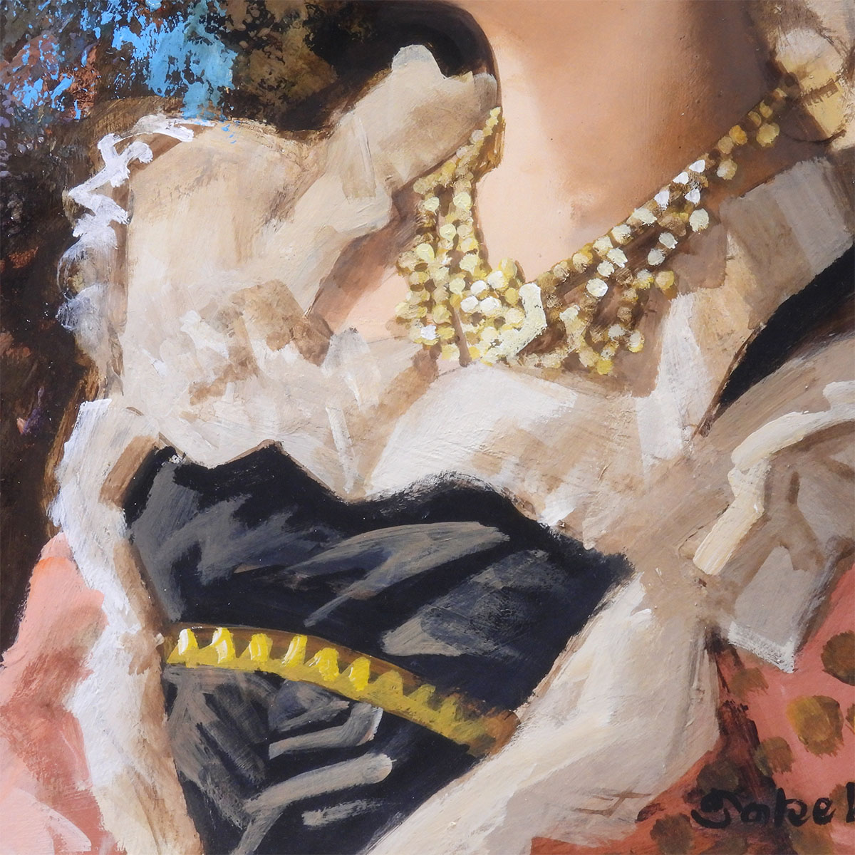 宮永岳彦 黎 油彩10号 人物画 共シール オリジナル額装 女性像 美人画