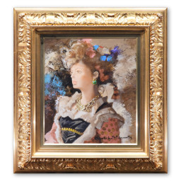宮永岳彦 黎 油彩10号 人物画 共シール オリジナル額装 女性像 美人画
