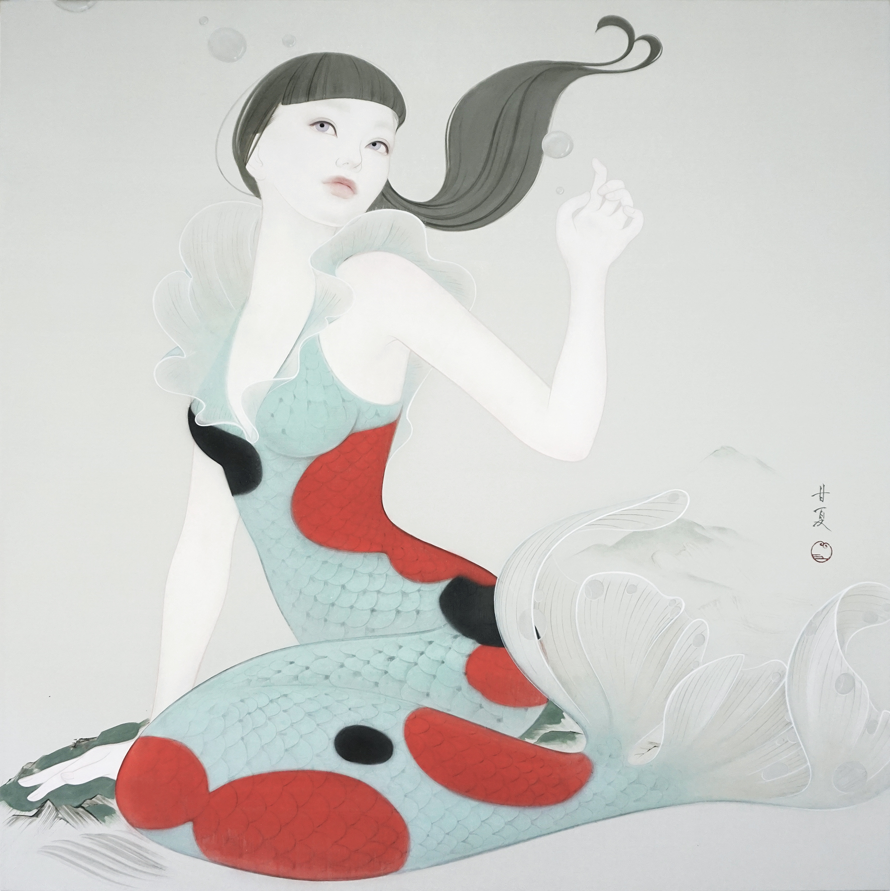 蒼野甘夏 「 White」 日本画 絵画 蒼野甘夏日本画展-ゆめいろ- - 軽井沢ニューアートミュージアム